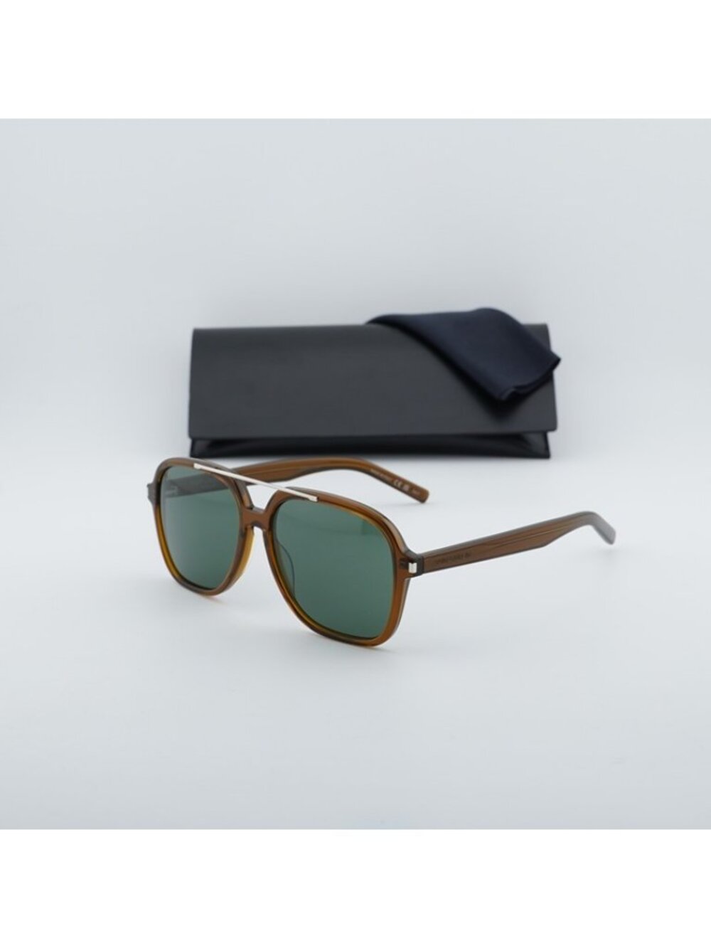 Saint Laurent SL545 004 Sunglasses Brown Aviator Frame, Green Lenses - Picture 11 of 11